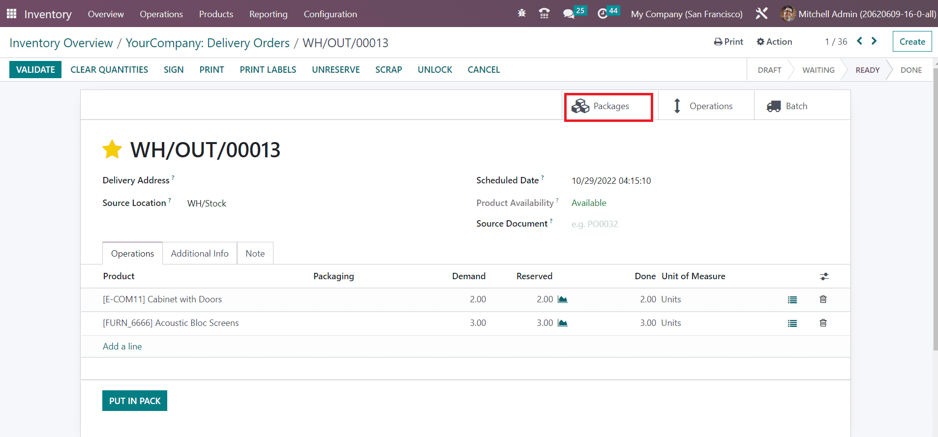 Odoo 16 inventory