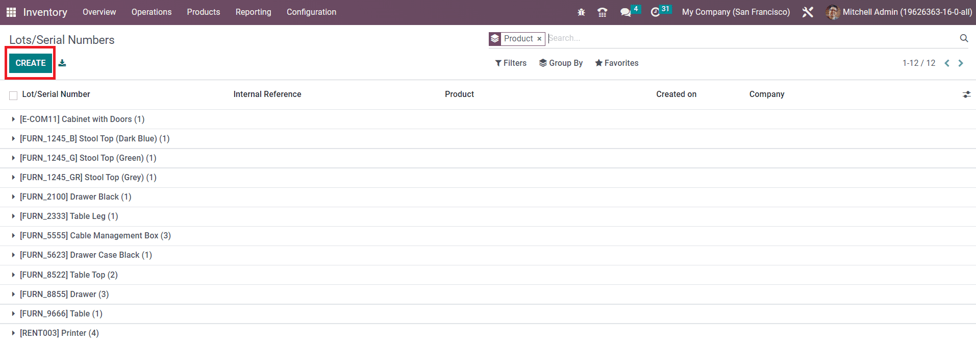 Odoo 16 inventory