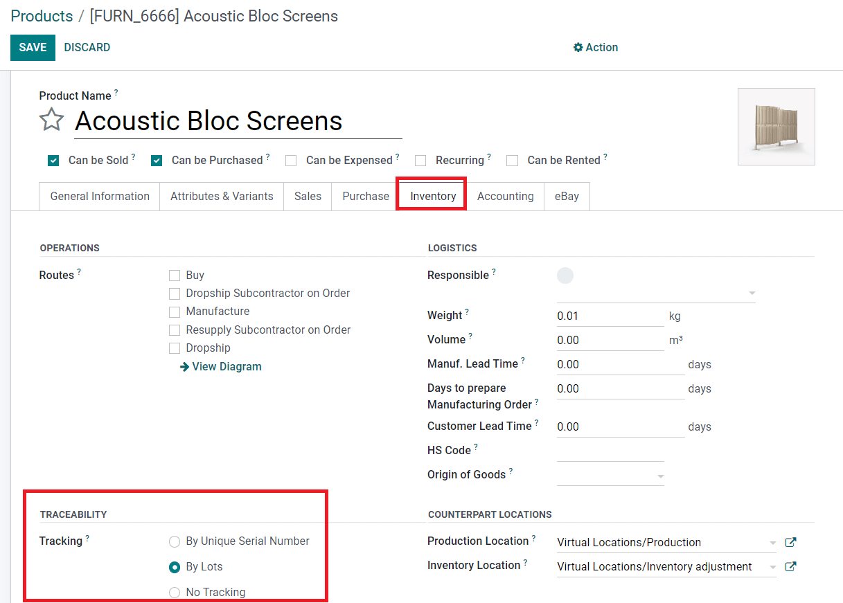 Odoo 16 inventory