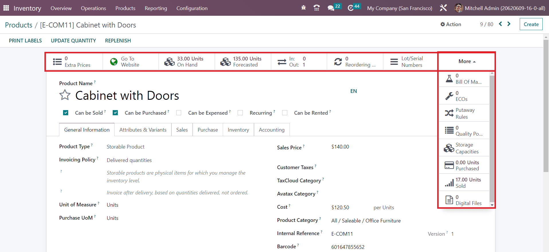 Odoo 16 inventory