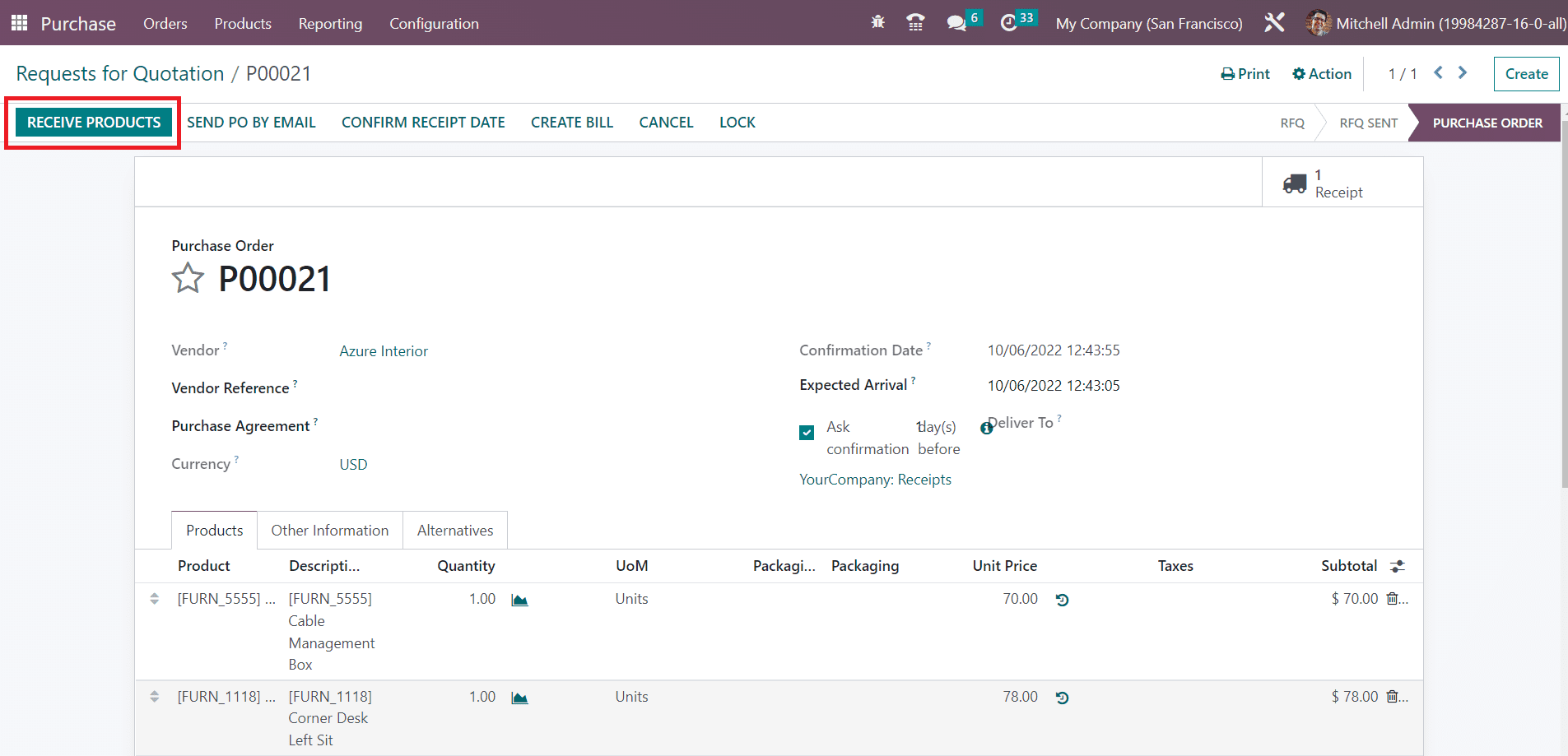 Odoo 16 inventory