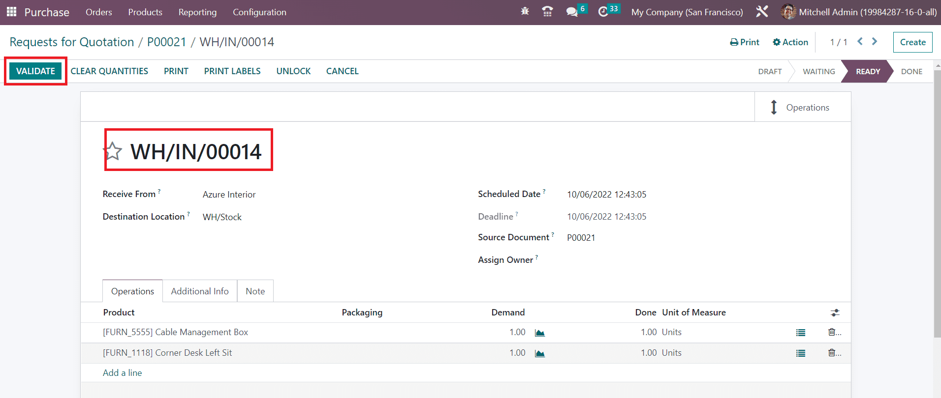 Odoo 16 inventory