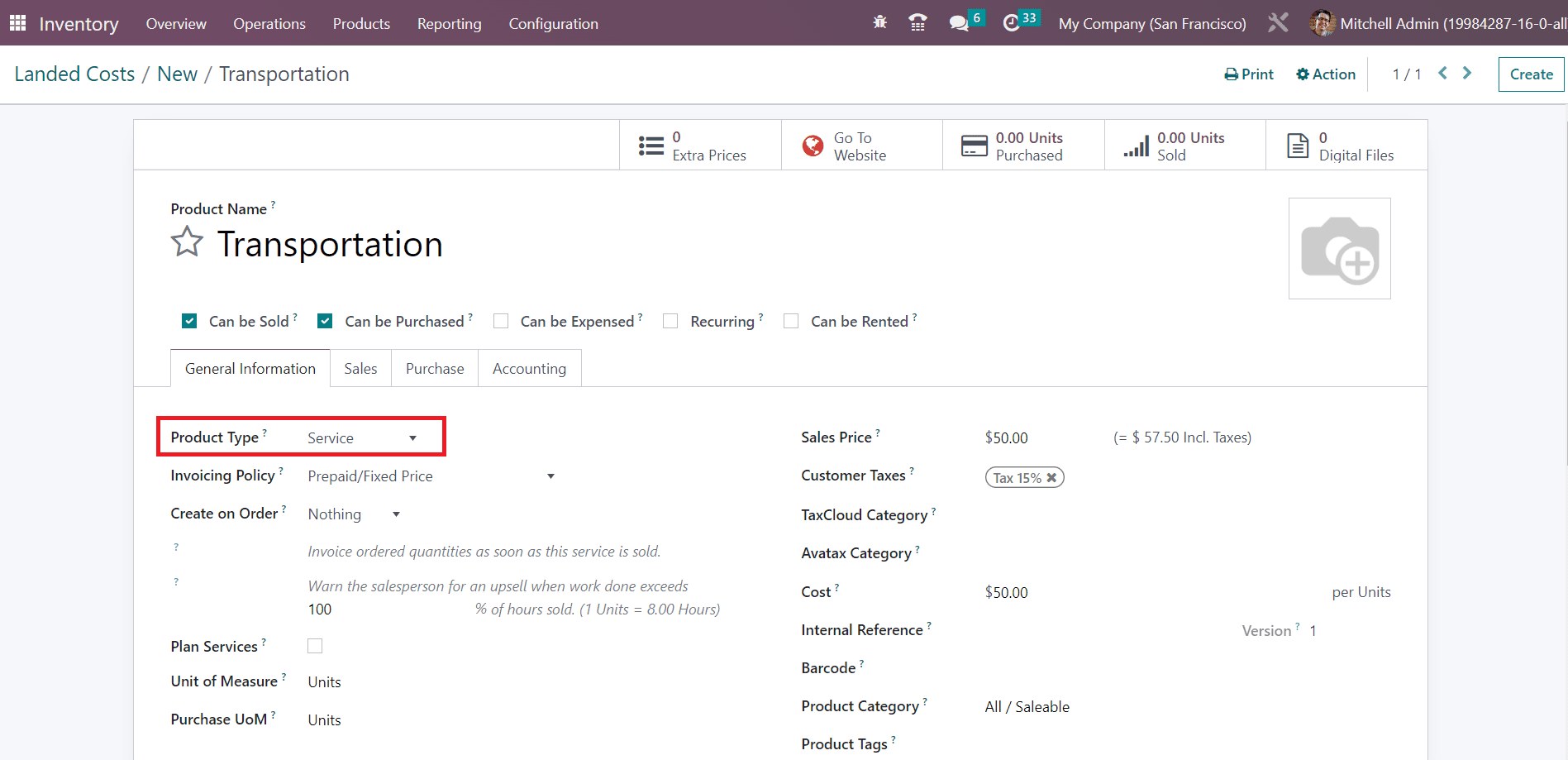 Odoo 16 inventory