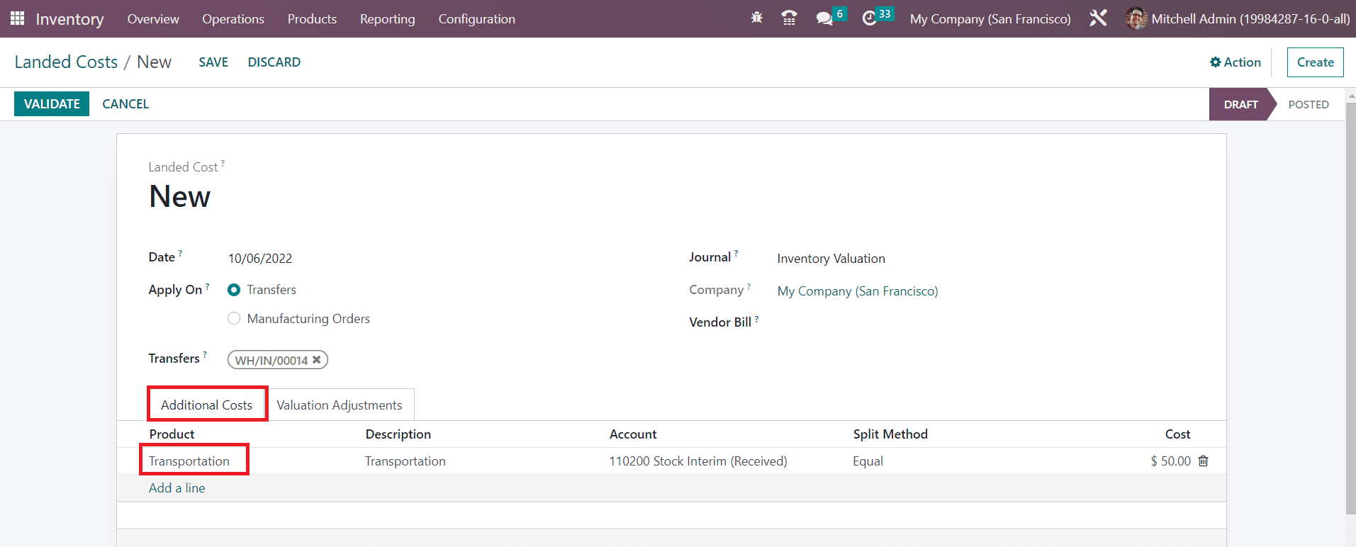 Odoo 16 inventory