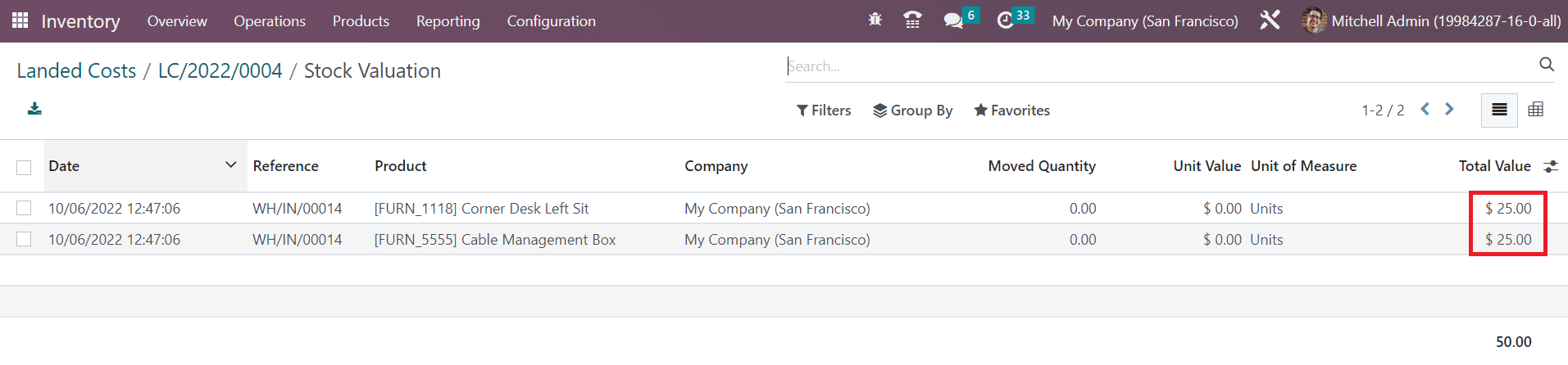 Odoo 16 inventory