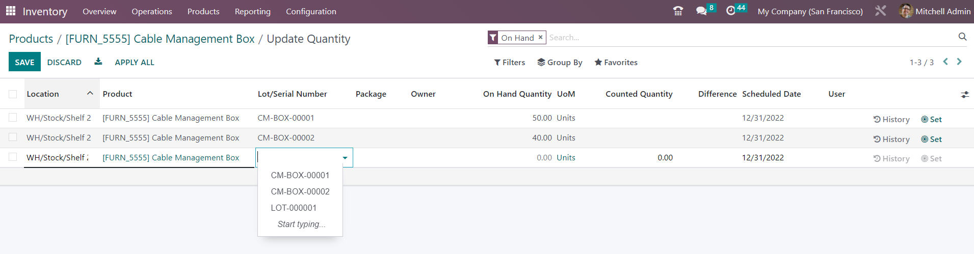 Odoo 16 inventory