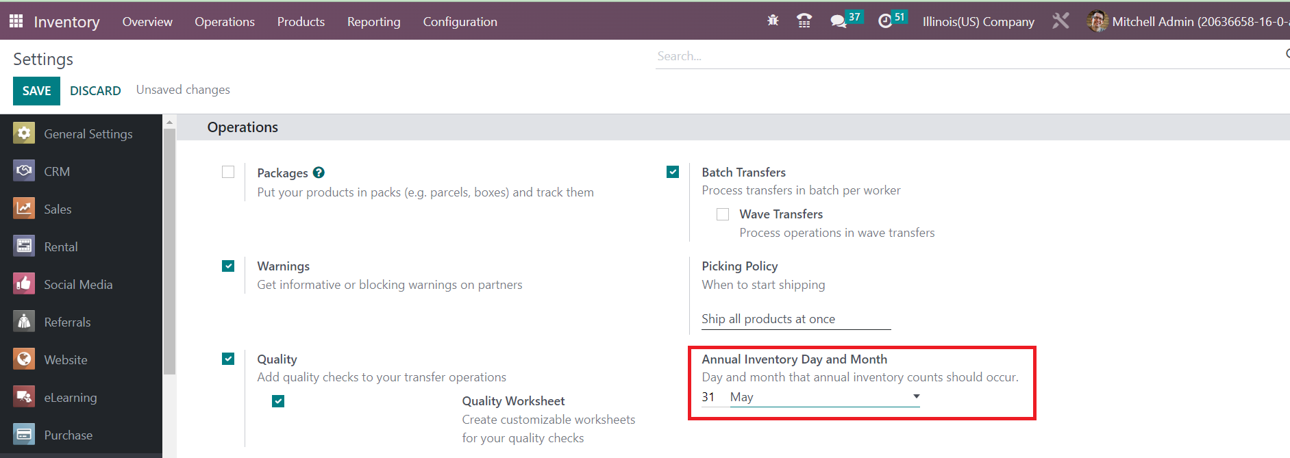 Odoo 16 inventory