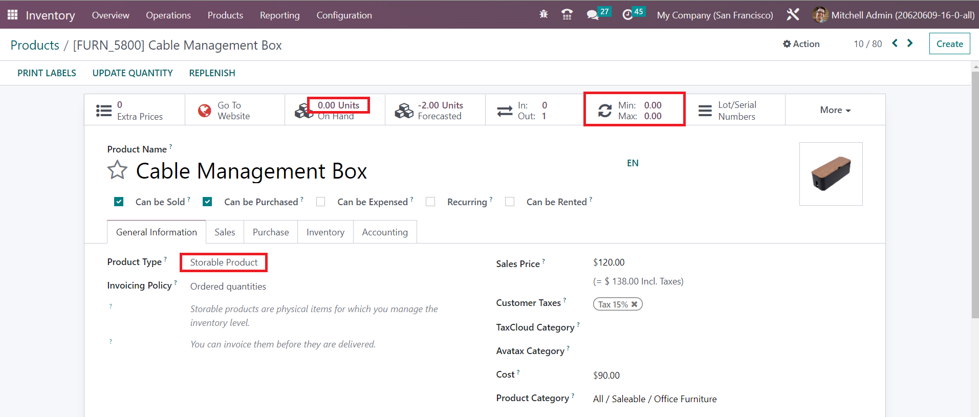 Odoo 16 inventory