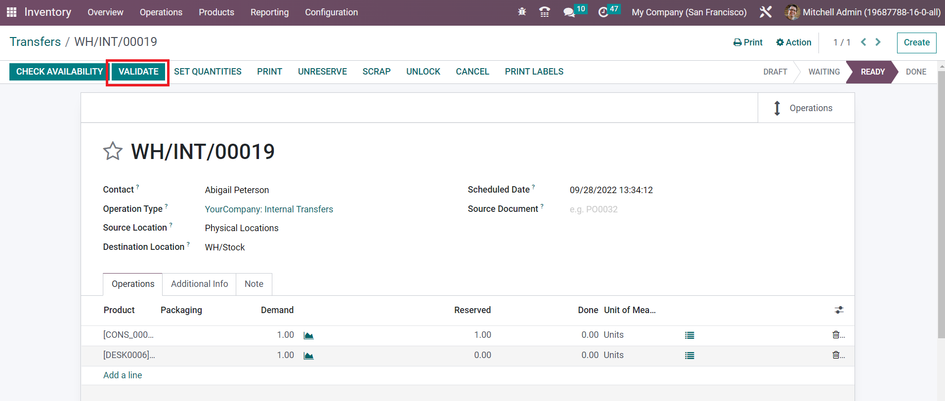 Odoo 16 inventory