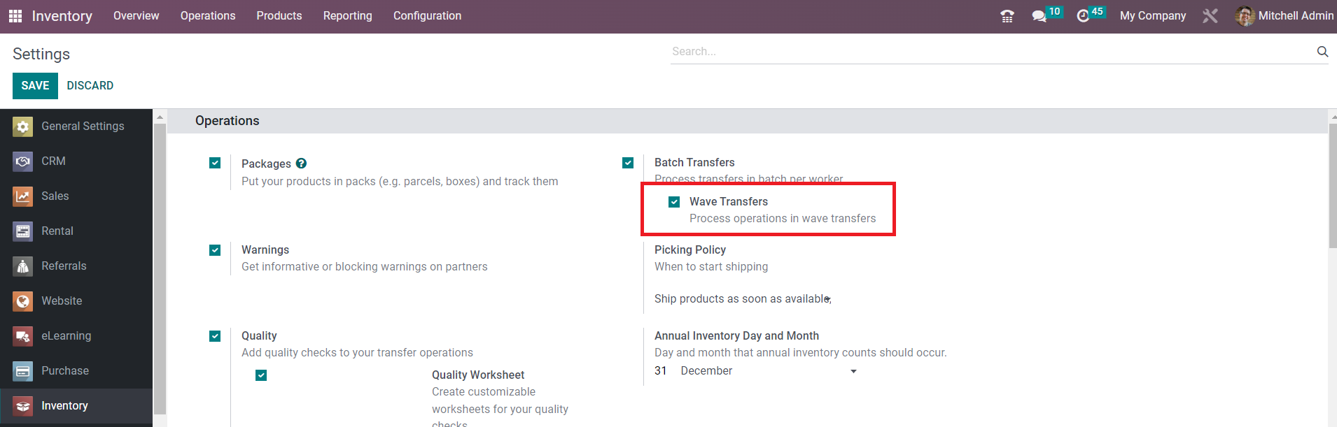 Odoo 16 inventory