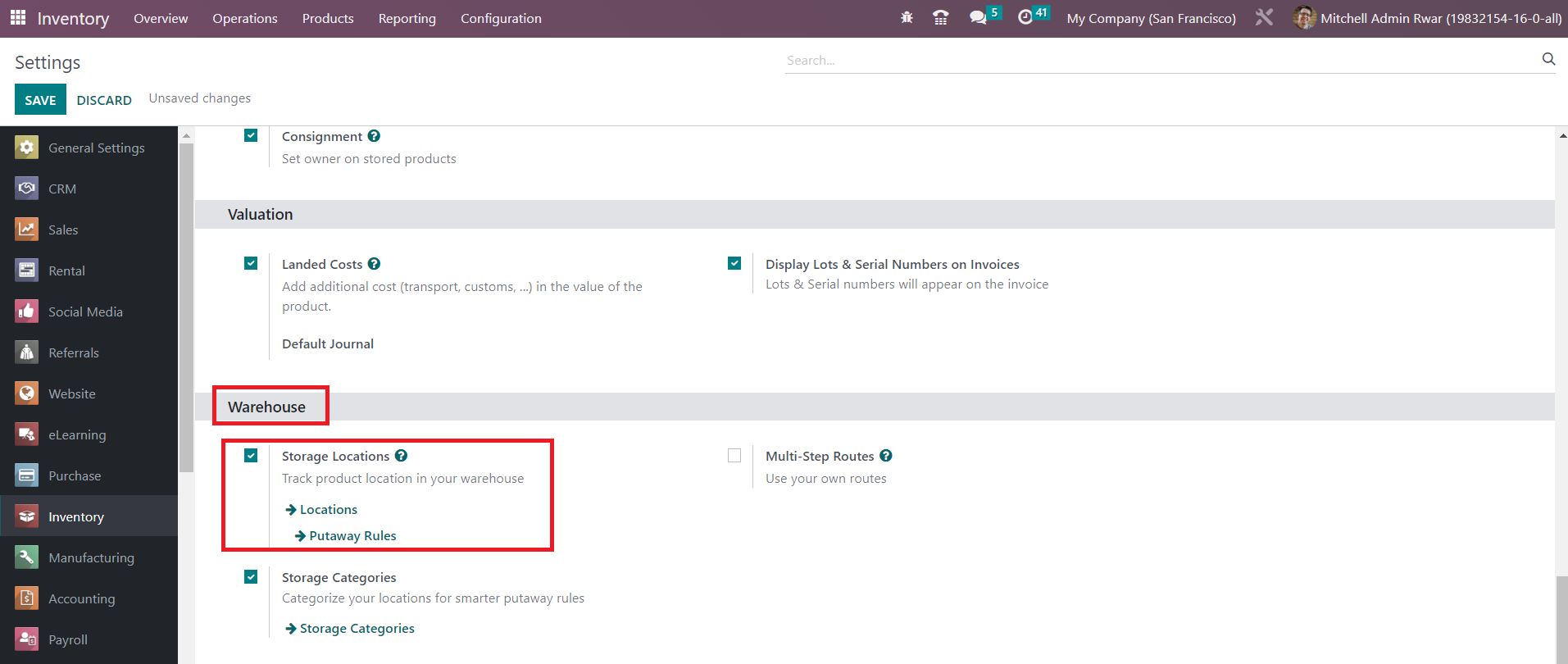 Odoo 16 inventory