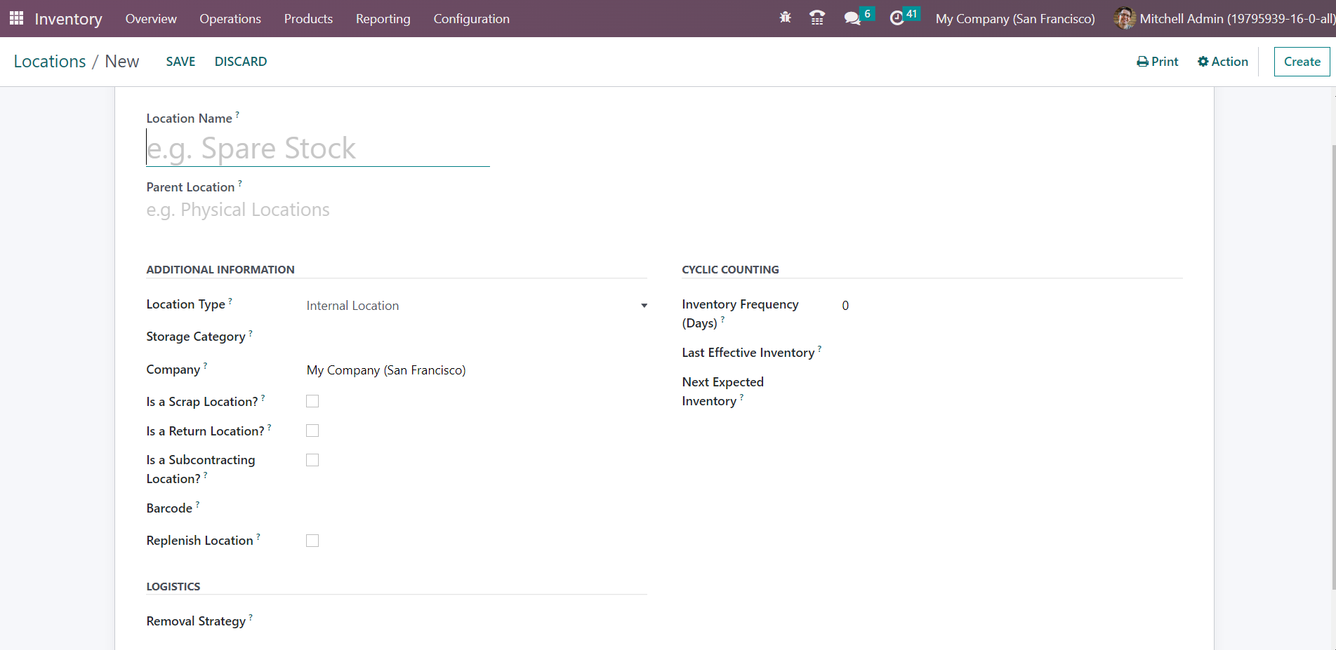Odoo 16 inventory