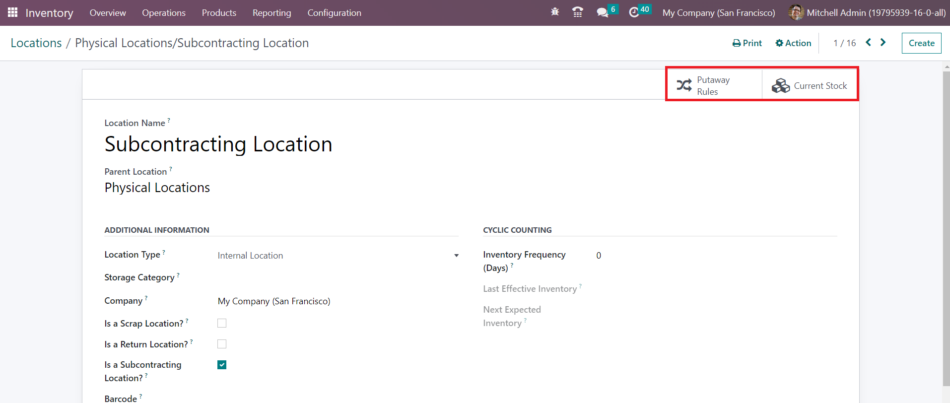 Odoo 16 inventory