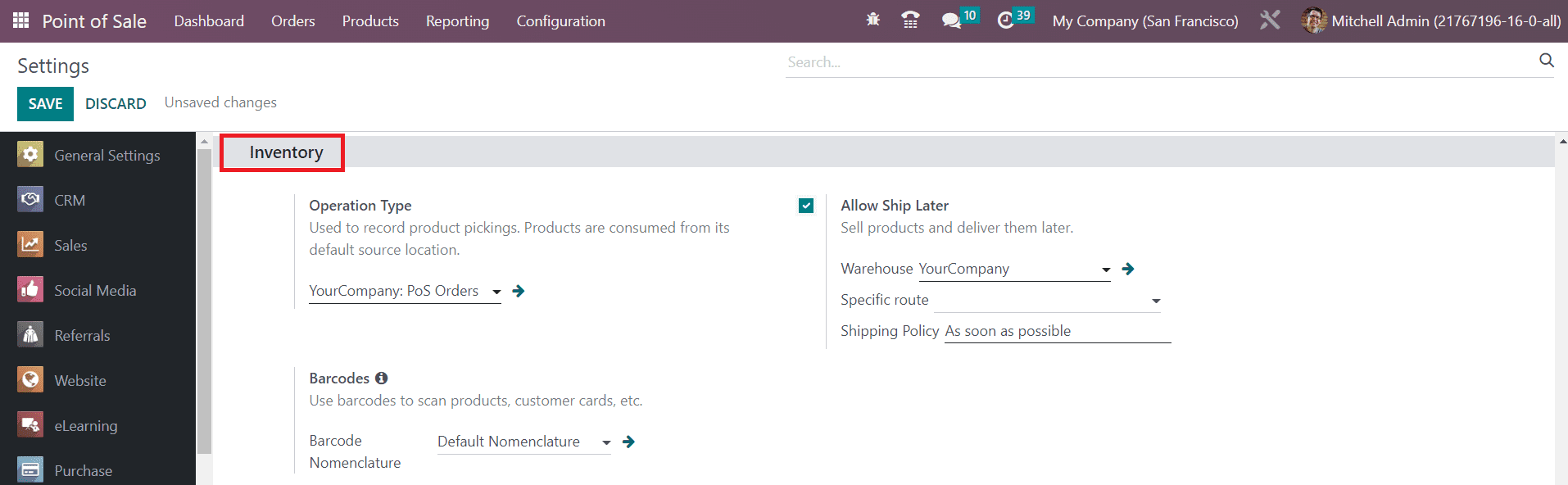 Odoo 16 pos