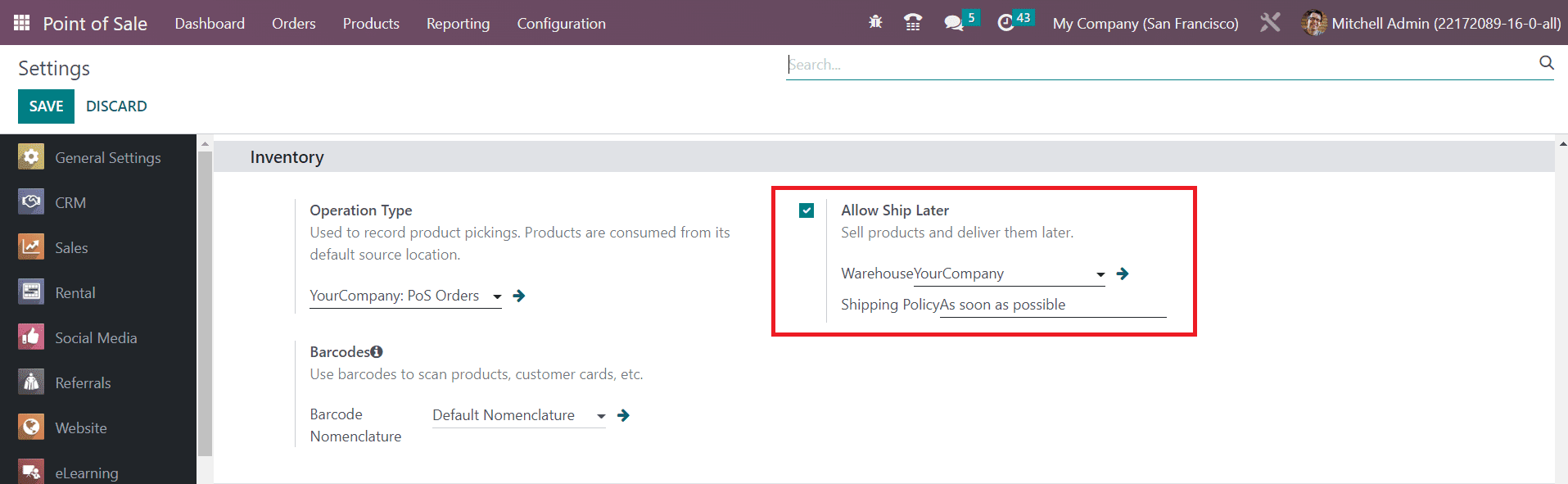Odoo 16 pos
